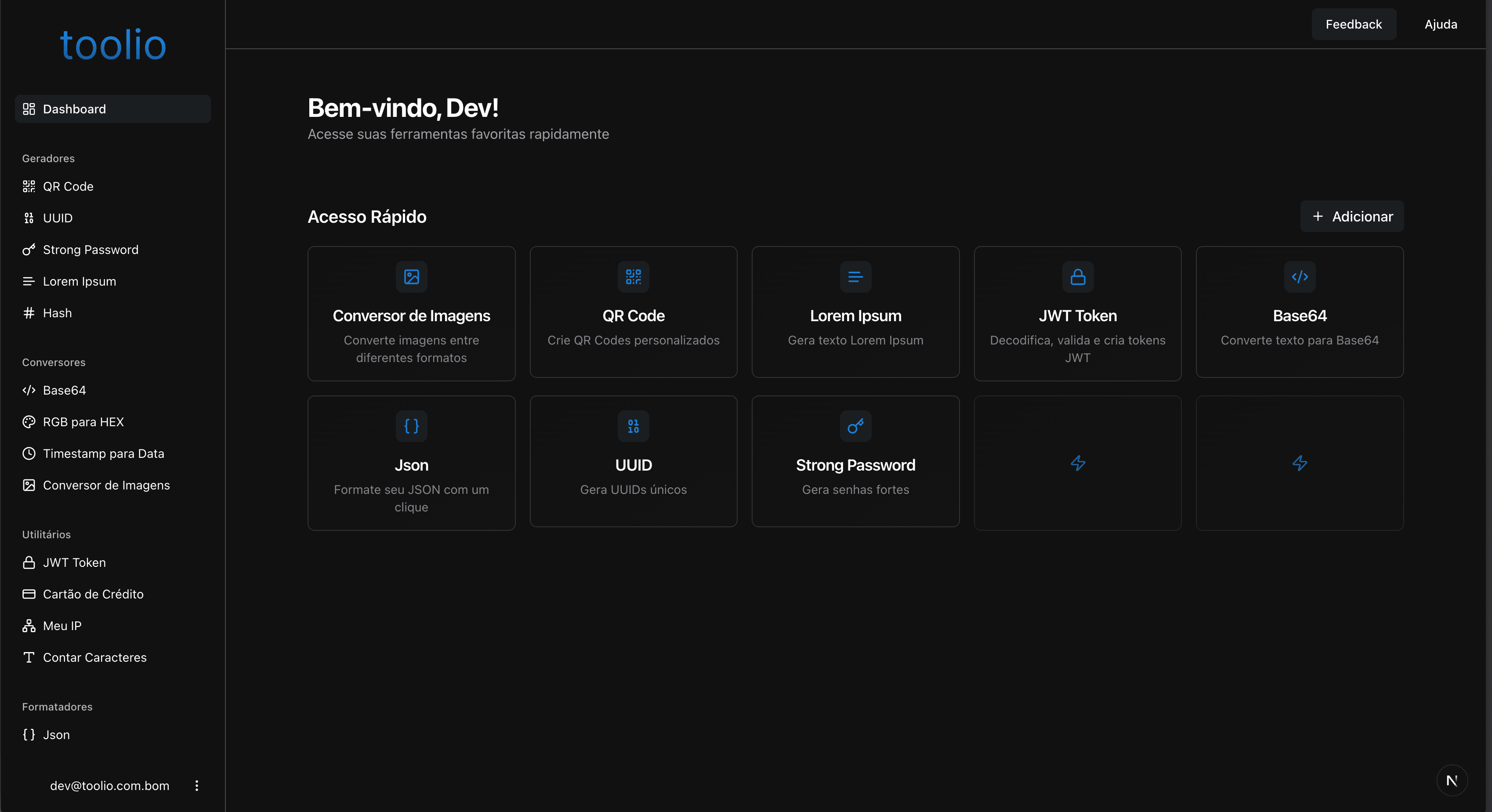 Preview da plataforma
